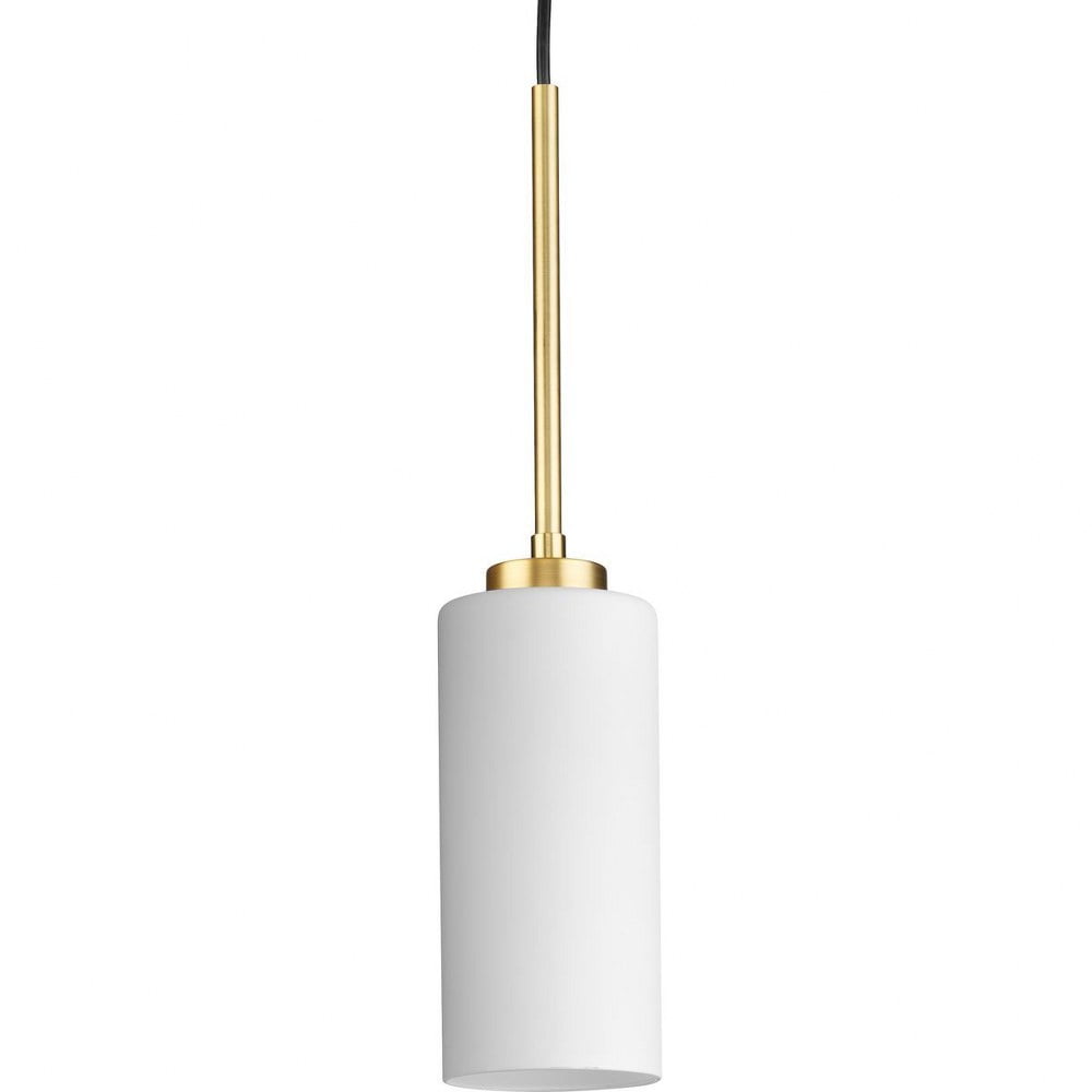 Vintage Brass and Etched Glass Cylinder Pendant Light
