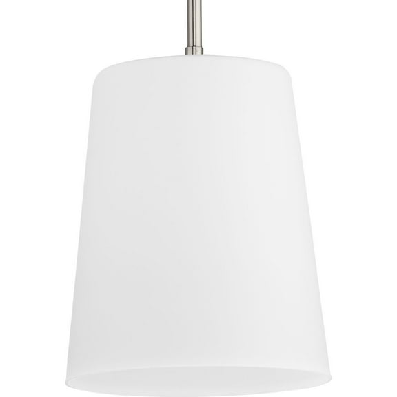 Progress Lighting Clarion 1-Light Pendant, Brushed Nickel, Etched Glass Shade