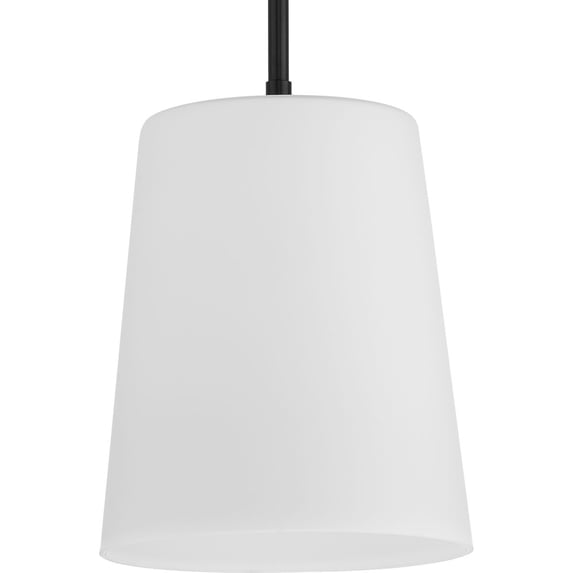 Progress Lighting Clarion 1-Light Pendant, Matte Black, Etched Glass, Steel, 9" Width, 11.37" Height