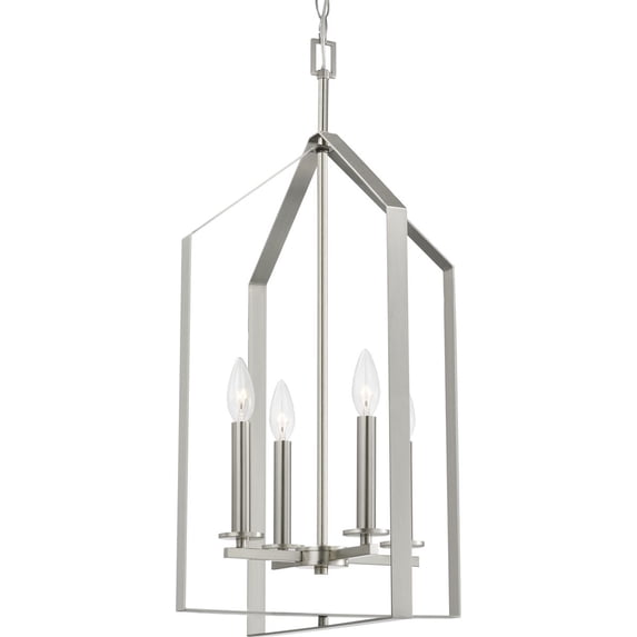 P500432-009-Progress Lighting-Vertex - 4 Light Foyer In Contemporary Style-28 Inches Tall and 15 Inches Wide-Brushed Nickel Finish -Traditional