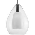 thumbnail image 1 of Progress Lighting Carillon 1-Light Pendant, Matte Black, Clear and Opal Glass Shade, 1 of 13