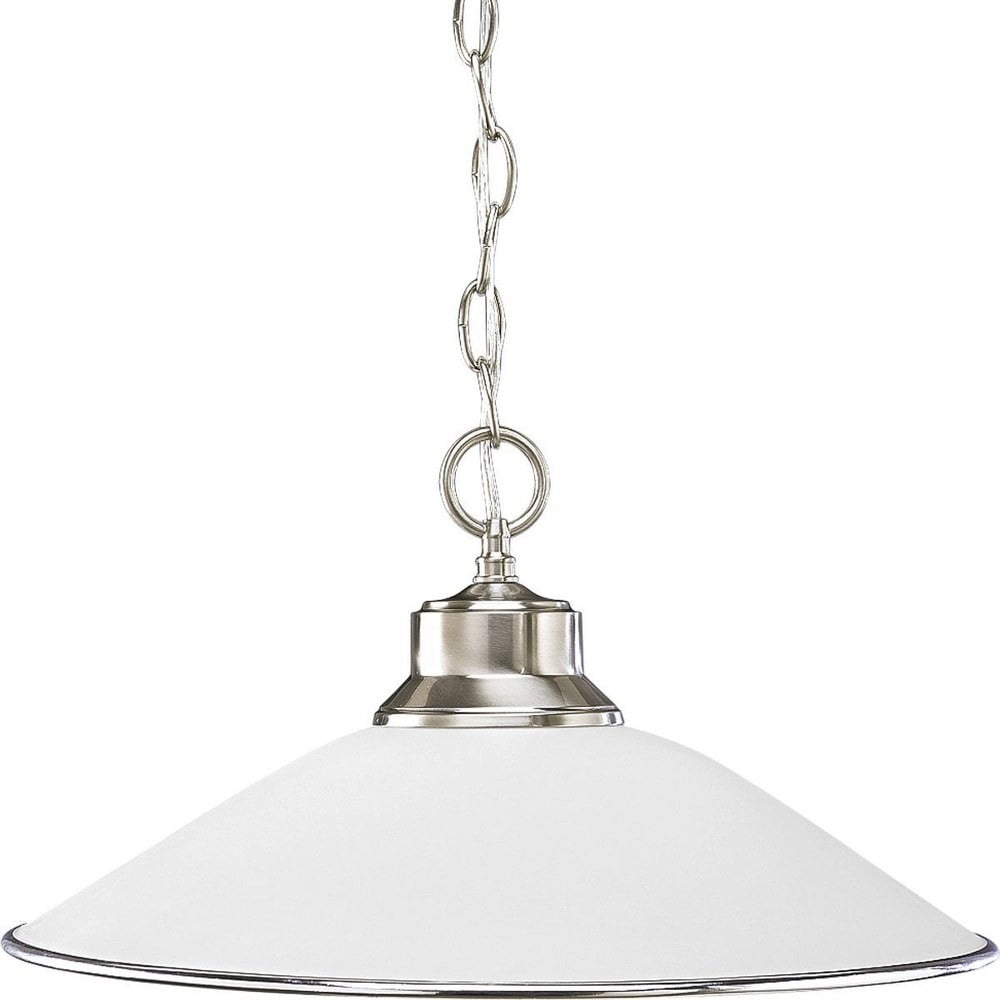 Mini Brushed Nickel Glass Pendant Light with Satin Opal Diffuser
