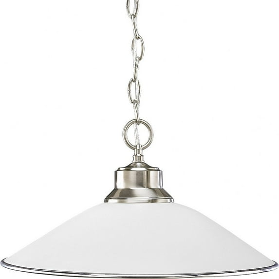 Progress Lighting, Opal Glass, 1-Light Pendant, Brushed Nickel, Satin Opal Glass Shade