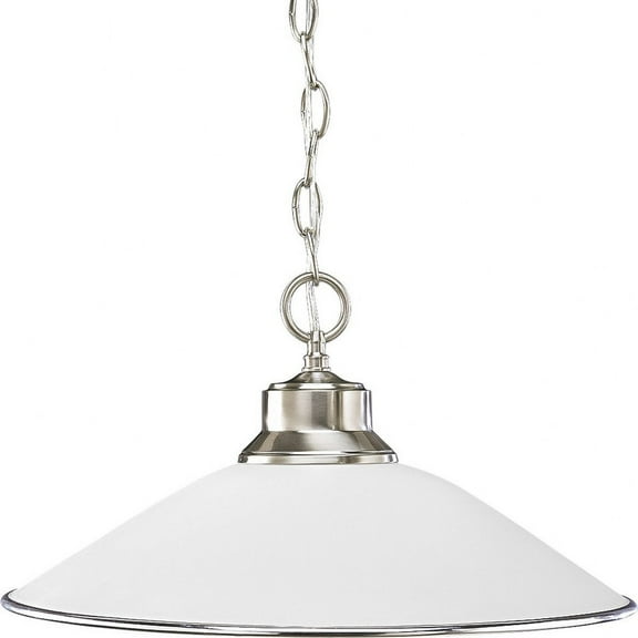 Progress Lighting, Opal Glass, 1-Light Pendant, Brushed Nickel, Satin Opal Glass Shade