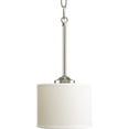 thumbnail image 1 of Inspire Collection One-Light Brushed Nickel Off-white Shade Traditional Mini-Pendant Light, 1 of 3