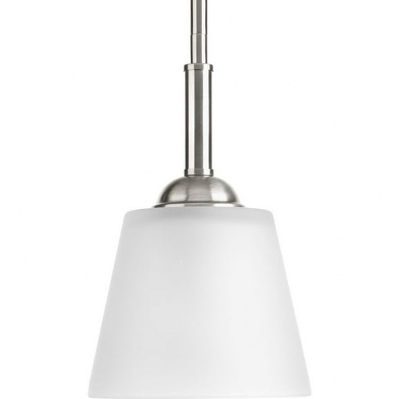 Progress Lighting Arden 1-Light Mini-Pendant, Brushed Nickel, Etched Glass Shade