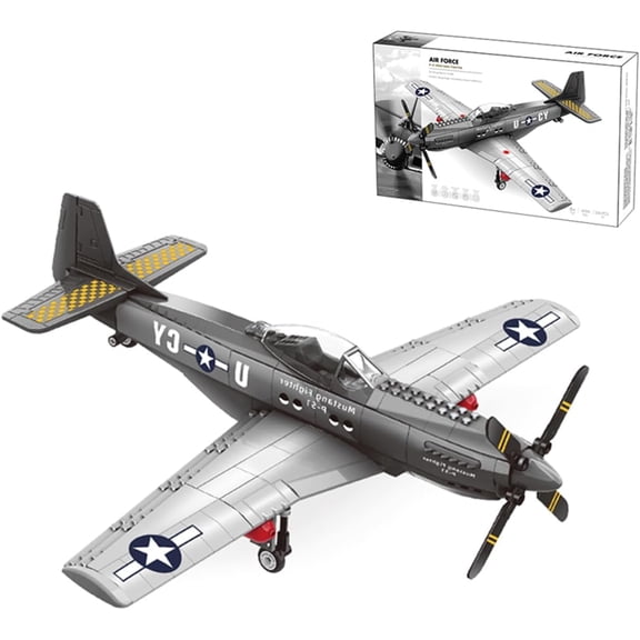 P51 Mustang Fighter Jet Building SetRecreate the legendary P-51 Reconnaissance Aircraft with t- Compatible with Lego Military Plane, Military Plane Fighter Jet for 8-14 Years Boys and Adults as Gifts