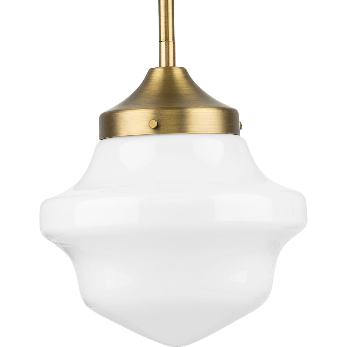 Vintage Brass Mini Pendant with White Opal Glass Shade