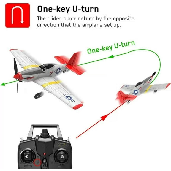 P51D 400 mm Wingspan Glider, 2.4G 4CH RC Aeroplane Fixed Wing Plane with Xpilot Gyroscope System for Beginners - RTF