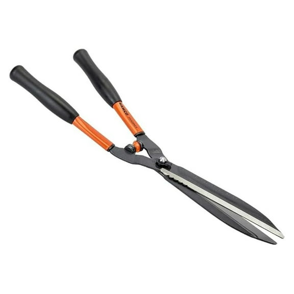 P51F Hedge Shears Serrated Edge - Professional Garden Pruning Shears for Parks, Vineyards & Topiary - 22.5 Inch Black Serrated Blades