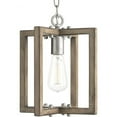 thumbnail image 1 of Progress Lighting Turnbury 1-Light Mini-Pendant, Galvanized Steel, Nautical Coastal, Wood Frame, 1 of 3