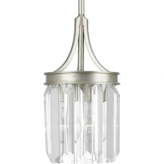 Progress Lighting Glimmer 1-Light Mini-Pendant, Silver Ridge, Prismatic Glass