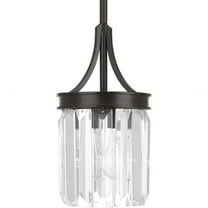 Progress Lighting Glimmer 1-Light Mini-Pendant, Antique Bronze, Prismatic Glass Shade