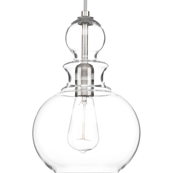 Progress Lighting Staunton 1-Light Wall Sconce, Brushed Nickel, Clear Glass Shade