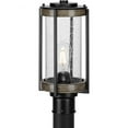 thumbnail image 1 of Whitmire Collection One-Light Farmhouse Matte Black Clear Seeded Glass Outdoor Post Light, 1 of 5