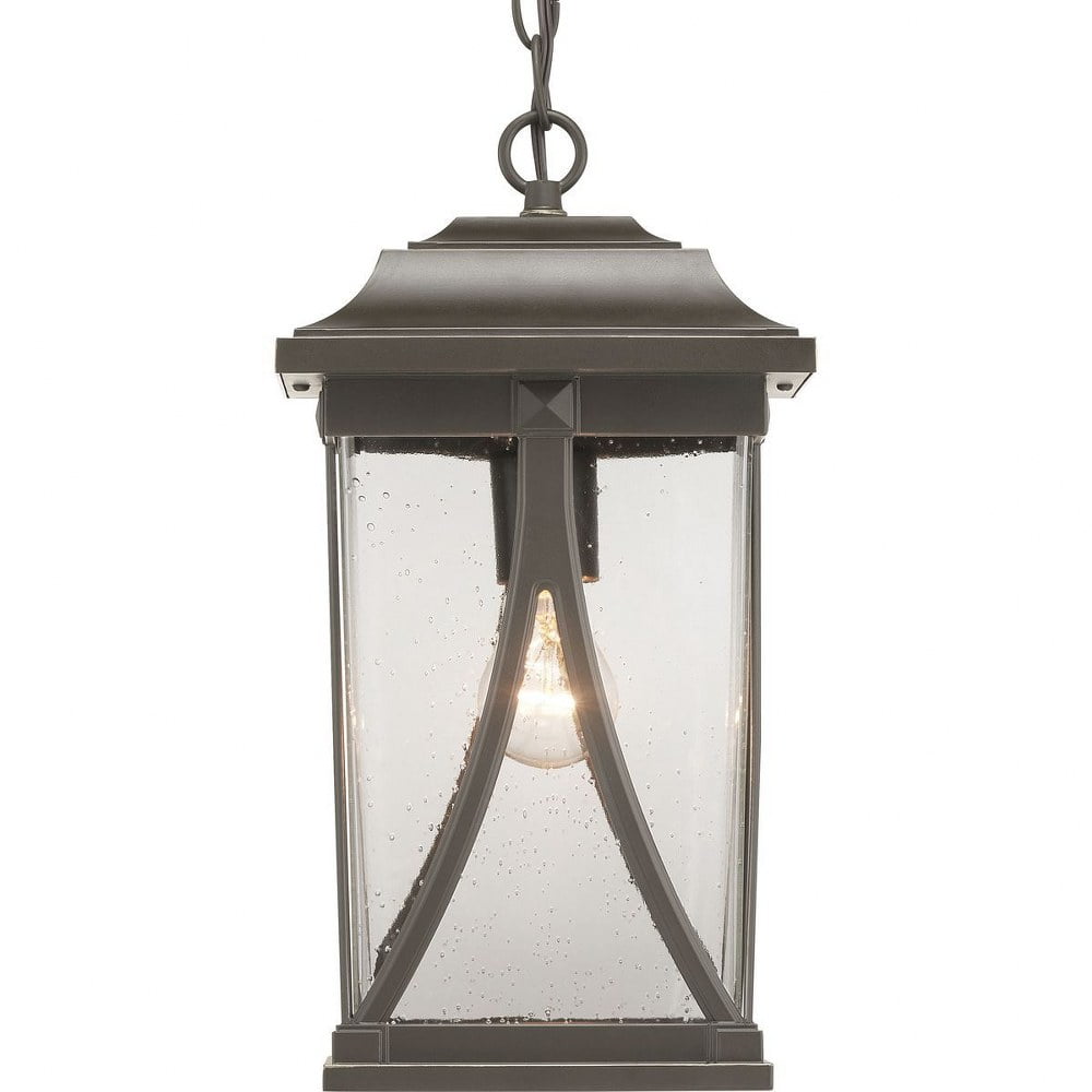 Antique Bronze Outdoor Hanging Lantern with Clear Seeded Glass