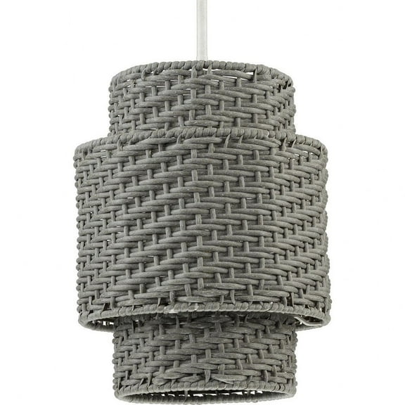 Manteo One-Light Cottage White with Weathered Grey Rattan Indoor/Outdoor Hanging Pendant Light