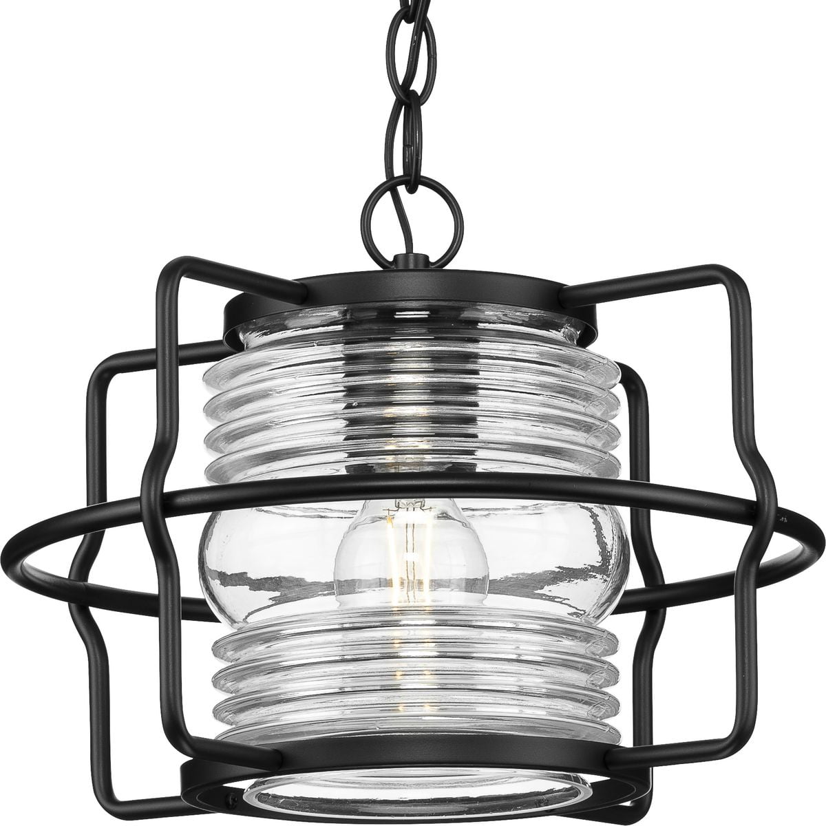 Keegan 13" Matte Black Glass Outdoor Hanging Lantern