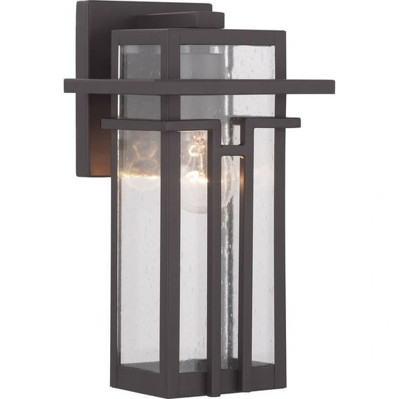 Progress Lighting Boxwood 1-Light Outdoor Wall Lantern in Antique Bronze with Clear Seeded Glass Shade