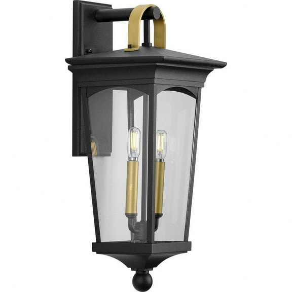 P560183-031-Progress Lighting-Chatsworth - 2 Light Outdoor Wall Lantern Black Finish with Clear