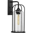 thumbnail image 1 of Watch Hill Collection One-Light Textured Black and Clear Seeded Glass Farmhouse Style Large Outdoor Wall Lantern, 1 of 4