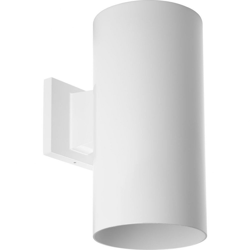 White Porcelain Cylinder Outdoor Wall Light with Antique Bronze Finish