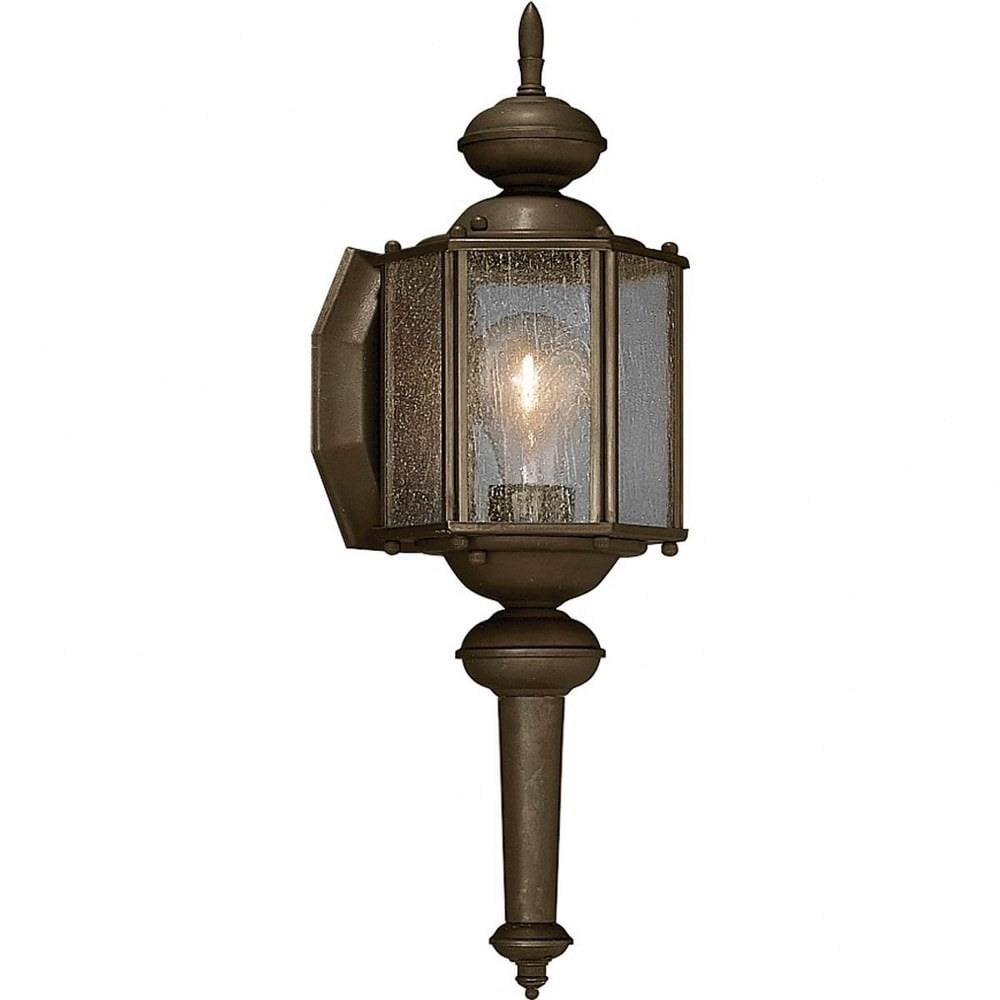 Antique Bronze 12" Outdoor Wall Lantern with Seeded Glass