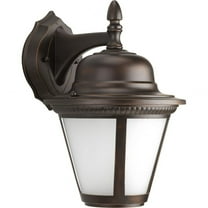 Progress Lighting Westport 1-Light Medium Wall Lantern in Antique Bronze with Seeded Glass Shade