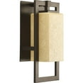 thumbnail image 1 of Progress Lighting Jack Collection 1-Light Outdoor Sconce, Porcelain, Antique Bronze, Etched Umber Flax Glass Shade, 1 of 10