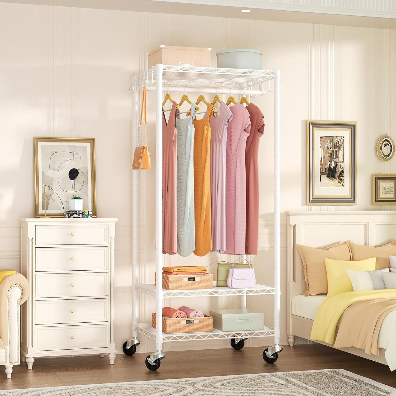 P6 Mini Rolling Clothes Rack Heavy Duty, Clothing Racks for Hanging ...