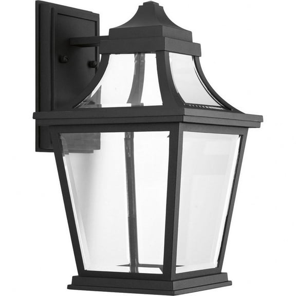 Progress Lighting Endorse 1-Light Outdoor Wall Lantern in Black with Clear Beveled Glass Shade