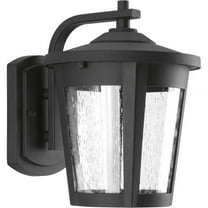 Progress Lighting East Haven 1-Light Outdoor Wall Lantern in Black with Seeded Glass Shade