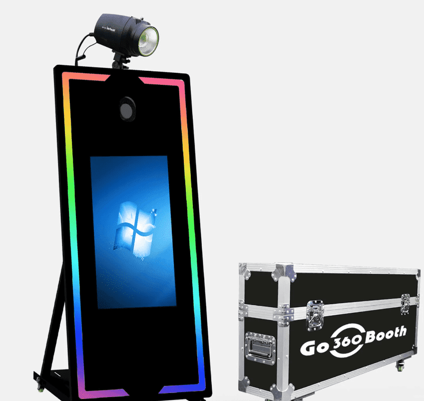 65" Led Mirror Photo Booth - 32“ Interactive Touch Screen - Flash Lamp with Flight case for Event Rental,Wedding & Party Christmas