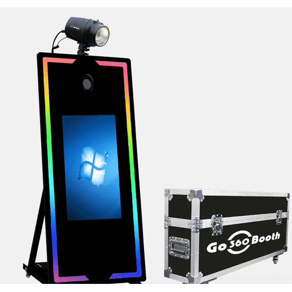 65" Led Mirror Photo Booth - 32 Interactive Touch Screen - Flash Lamp with Flight case for Event Rental,Wedding & Party Christmas