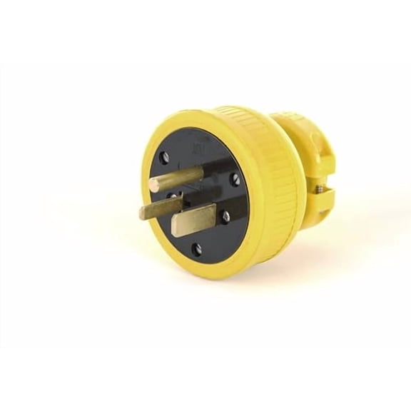 P650DF Rubber/Polycarbonate Rewireable Flip Seal Straight Blade Plug, 2 Pole/3 Wire, 50 amps, 250V AC, Yellow$$Tools