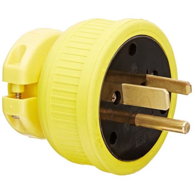 P650DF Rubber/Polycarbonate Rewireable Flip Seal Straight Blade Plug, 2