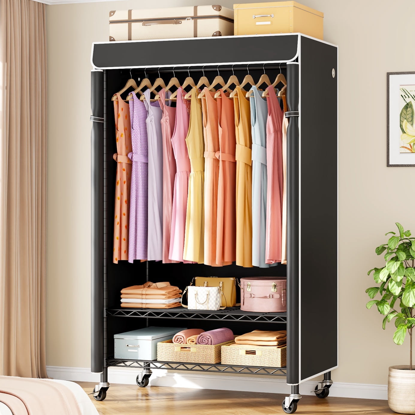 ulifhome, Rolling Clothes Rack, 16.5