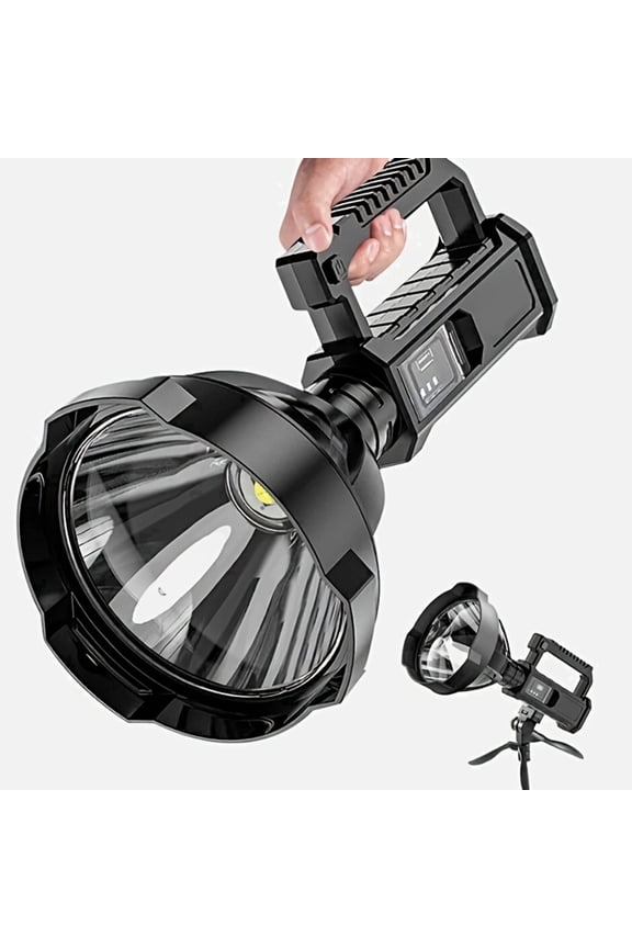 P70 LED Rechargeable Flashlight 25W 3000 Lumens with USB Output & Battery Indicator, Waterproof Handheld Spotlight with 360 Adjustable Stand for Camping, Hiking, Cycling, Fishing and Emergency Use