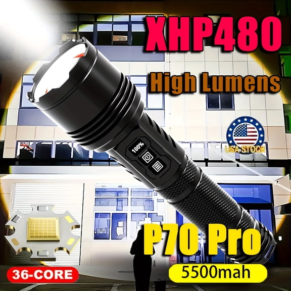 P70 Pro IP54 Waterproof Intelligent Power Digital Display COB Light Flashlight