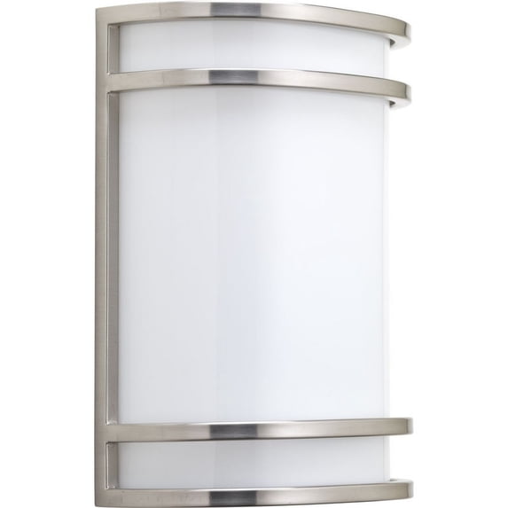 Progress Lighting, Contemporary Collection, 1-Light LED Wall Sconce, Brushed Nickel, White Acrylic Shade