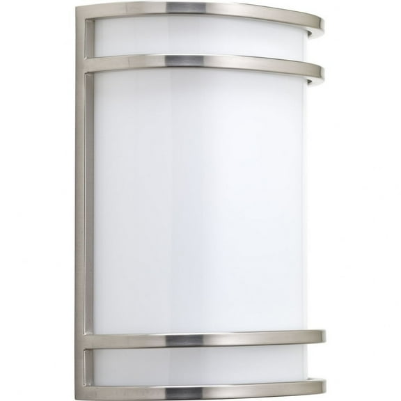Progress Lighting, Contemporary Collection, 1-Light LED Wall Sconce, Brushed Nickel, White Acrylic Shade