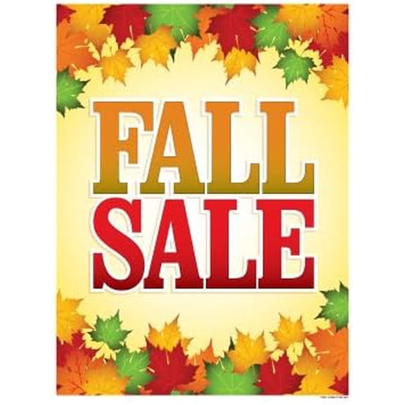 P70FLL "Fall Sale Leaf Design" Holiday Seasonal Vinyl Window Sale Sign Posters Retail Business Store Signs (P70-38" x 50") Furniture Flooring Mattress Wholesale Indoor Signage
