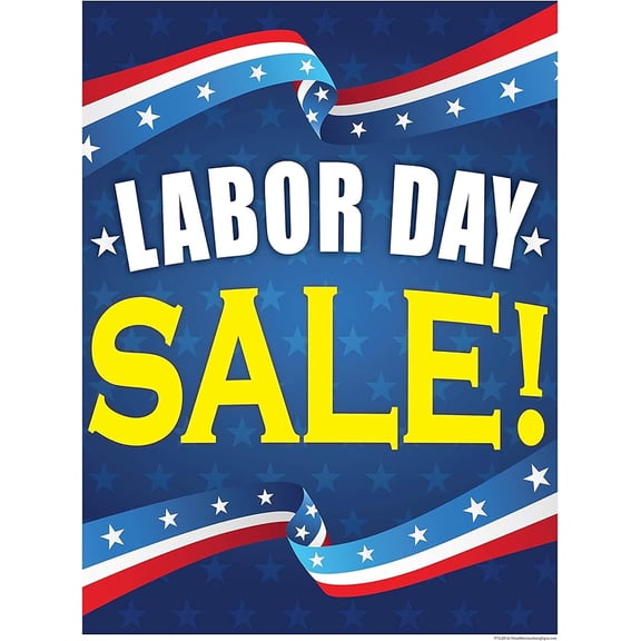 P70LBR "Labor Day Sale" Holiday Patriotic Seasonal Vinyl Window Sale Sign Posters Retail Business Store Signs (P70-38" x 50") Furniture Flooring Mattress Wholesale Indoor Signage