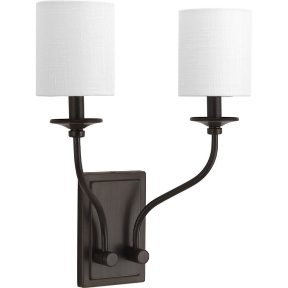 Progress Lighting Bonita 2-Light Wall Sconce, Brushed Nickel, Summer Linen Shade