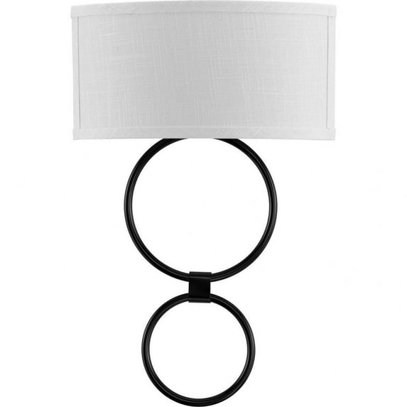 Progress Lighting, Summer Linen, 1-Light Wall Sconce, Black, Fabric, LED, Damp Rated, Ideal for Corridor and Hotel Lighting