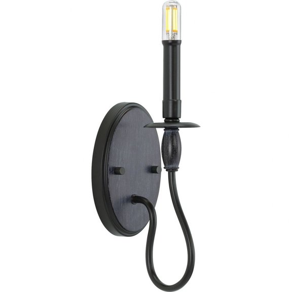 Progress Lighting Durrell 1-Light Wall Sconce, Matte Black, No Shade
