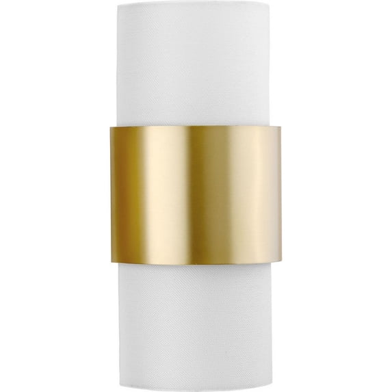Progress Lighting Silva Collection 2-Light Wall Sconce, Brushed Bronze, White Linen Shade