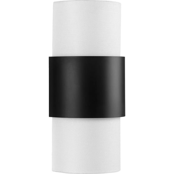 Progress Lighting Silva 2-Light Wall Sconce, Matte Black, White Linen Shade