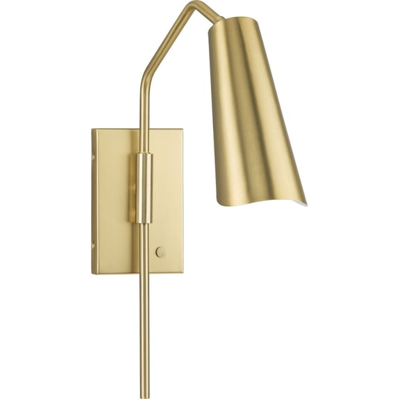 Progress Lighting Cornett 1-Light Swing Arm Wall Sconce, Brushed Gold, Metal Reflector Shade
