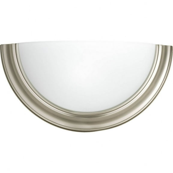 Progress Lighting Eclipse 1-Light Wall Sconce, Brushed Nickel, Satin White Glass Shade